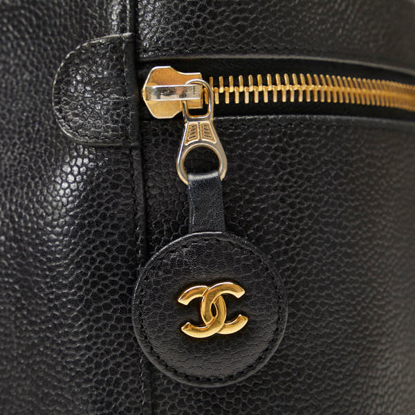 シャネル デカココマーク バニティバッグ ブラック キャビアスキン レディース CHANEL 【中古】