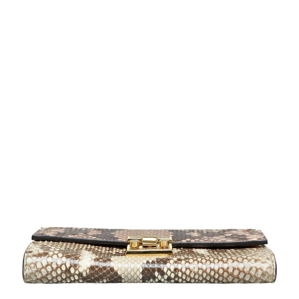 グッチ チェーン ウォレット 長財布 453506 ベージュ パイソン レザー レディース GUCCI 【中古】