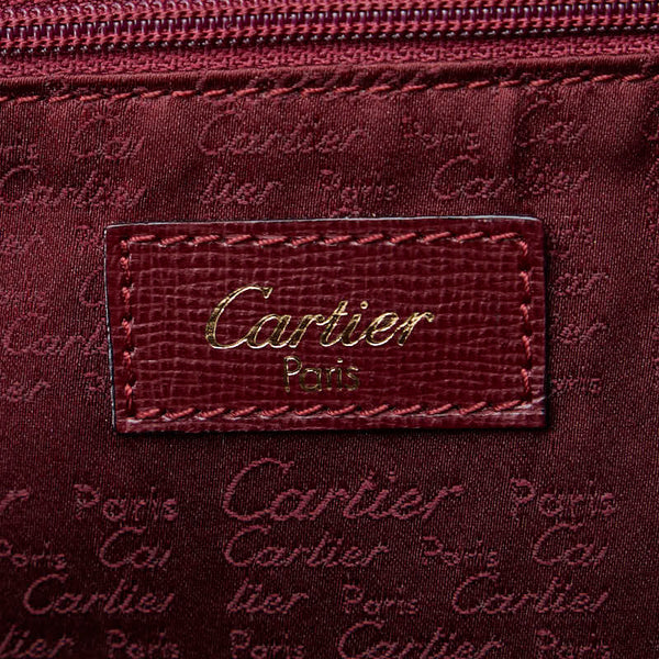 カルティエ マストライン ハンドバッグ ミニ ボストンバッグ ボルドー ワインレッド レザー レディース CARTIER 【中古】
