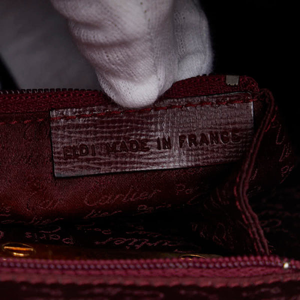 カルティエ マストライン ハンドバッグ ミニ ボストンバッグ ボルドー ワインレッド レザー レディース CARTIER 【中古】