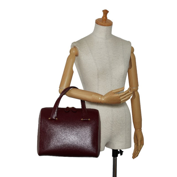 カルティエ マストライン ハンドバッグ ミニ ボストンバッグ ボルドー ワインレッド レザー レディース CARTIER 【中古】