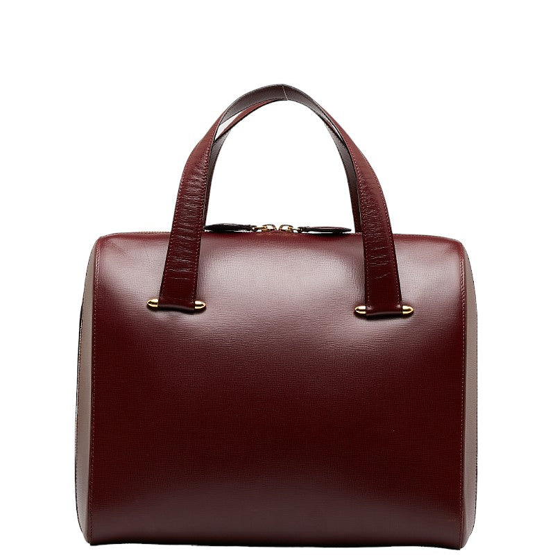 カルティエ マストライン ハンドバッグ ミニ ボストンバッグ ボルドー ワインレッド レザー レディース CARTIER 【中古】