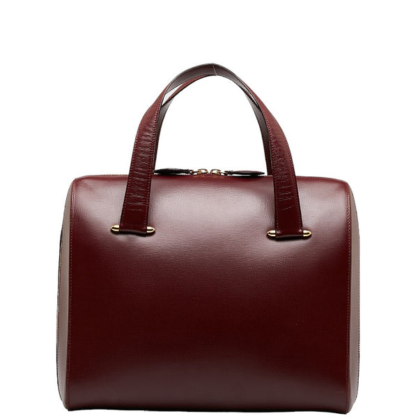 カルティエ マストライン ハンドバッグ ミニ ボストンバッグ ボルドー ワインレッド レザー レディース CARTIER 【中古】