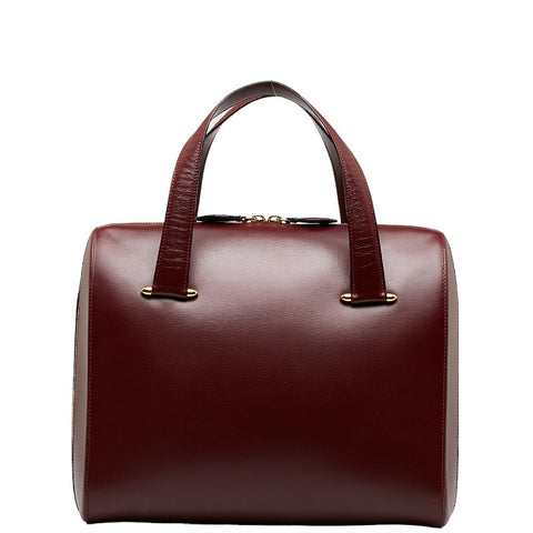 カルティエ マストライン ハンドバッグ ミニ ボストンバッグ ボルドー ワインレッド レザー レディース CARTIER 【中古】