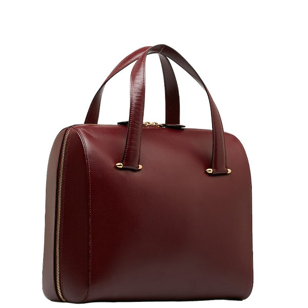 カルティエ マストライン ハンドバッグ ミニ ボストンバッグ ボルドー ワインレッド レザー レディース CARTIER 【中古】