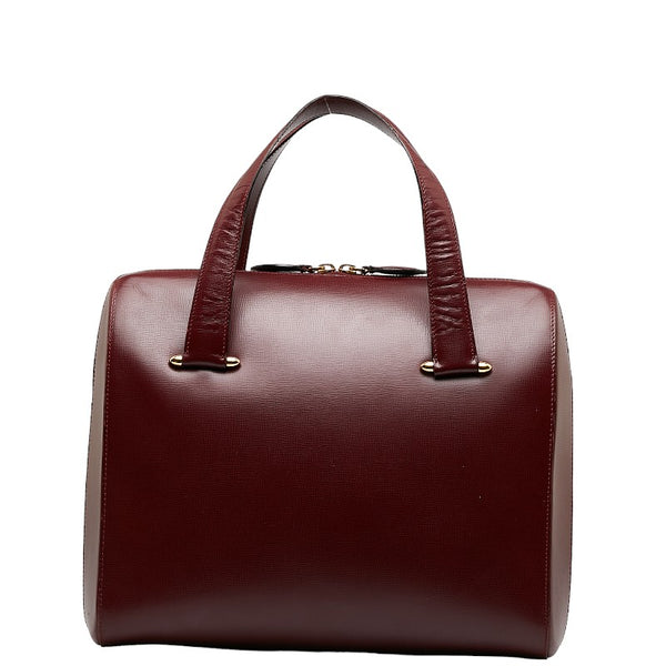 カルティエ マストライン ハンドバッグ ミニ ボストンバッグ ボルドー ワインレッド レザー レディース CARTIER 【中古】