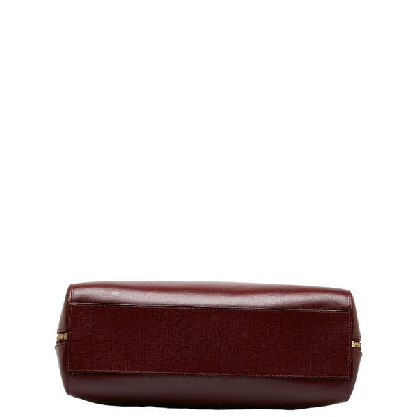 カルティエ マストライン ハンドバッグ ミニ ボストンバッグ ボルドー ワインレッド レザー レディース CARTIER 【中古】