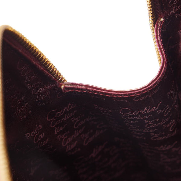 カルティエ マストライン ハンドバッグ ミニ ボストンバッグ ボルドー ワインレッド レザー レディース CARTIER 【中古】