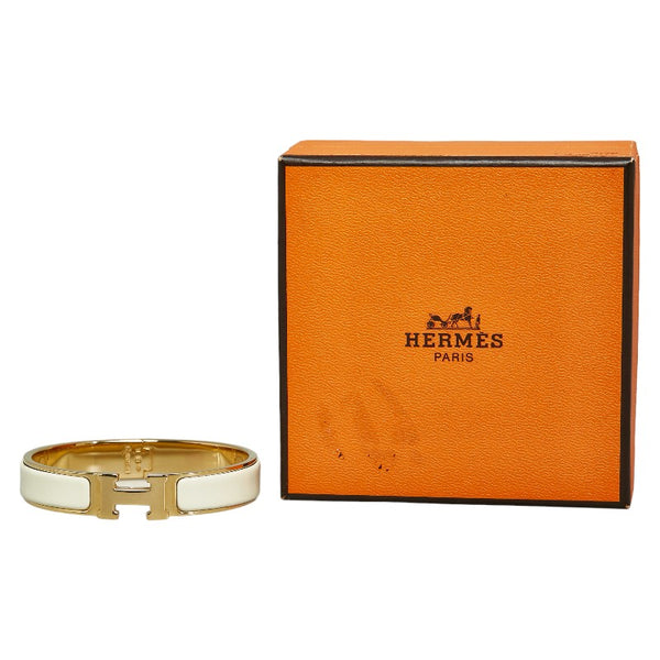 エルメス クリッククラックPM バングル ブレスレット ゴールド オフホワイト メッキ レディース HERMES 【中古】