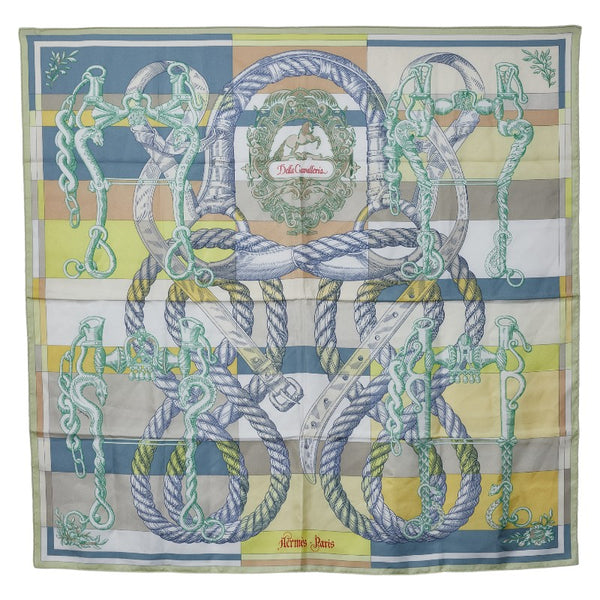 エルメス カレ90 Della Cavalleria デッラ カヴァッレリア スカーフ ライトグリーン マルチカラー シルク レディース HERMES 【中古】