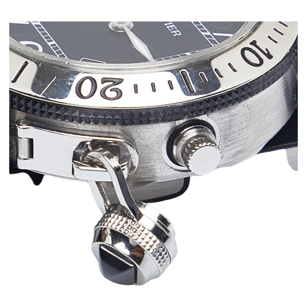 カルティエ パシャ シータイマー 腕時計 W3140003 クオーツ ブラック文字盤 ステンレススチール ラバー レディース CARTIER 【中古】