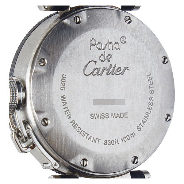 カルティエ パシャ シータイマー 腕時計 W3140003 クオーツ ブラック文字盤 ステンレススチール ラバー レディース CARTIER 【中古】