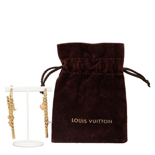 ルイ ヴィトン モノグラム クレオール スウィート  フープ ピアス M65481 ゴールド ピンク メッキ レディース LOUIS VUITTON 【中古】