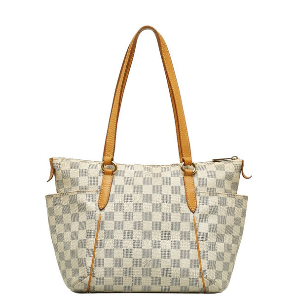 ルイ ヴィトン ダミエ アズール トータリーPM トートバッグ N41280 ホワイト PVC レザー レディース LOUIS VUITTON 【中古】