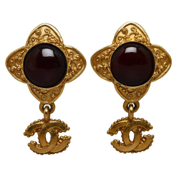 シャネル グリポワ ココマーク イヤリング ゴールド パープル メッキ レディース CHANEL 【中古】