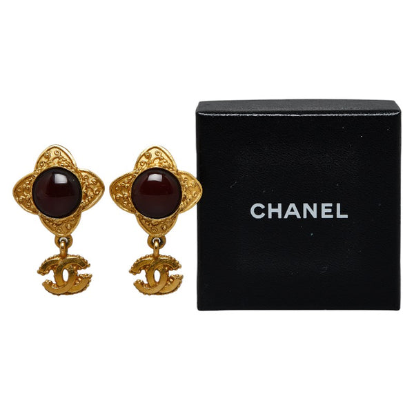 シャネル グリポワ ココマーク イヤリング ゴールド パープル メッキ レディース CHANEL 【中古】