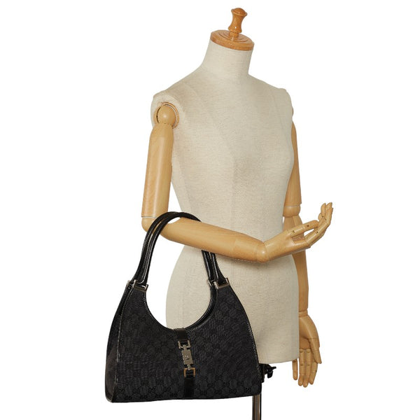 グッチ GGキャンバス ジャッキー ハンドバッグ ショルダーバッグ 002 1067 ブラック キャンバス レザー レディース GUCCI 【中古】