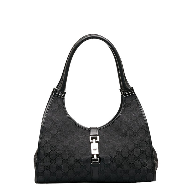 グッチ GGキャンバス ジャッキー ハンドバッグ ショルダーバッグ 002 1067 ブラック キャンバス レザー レディース GUCCI 【中古】