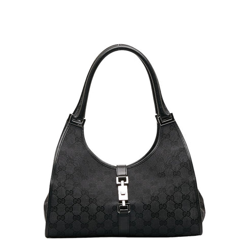 グッチ GGキャンバス ジャッキー ハンドバッグ ショルダーバッグ 002 1067 ブラック キャンバス レザー レディース GUCCI 【中古】
