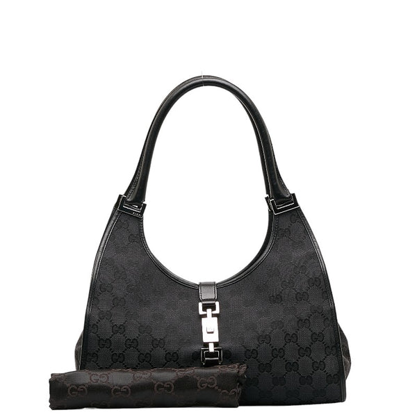 グッチ GGキャンバス ジャッキー ハンドバッグ ショルダーバッグ 002 1067 ブラック キャンバス レザー レディース GUCCI 【中古】