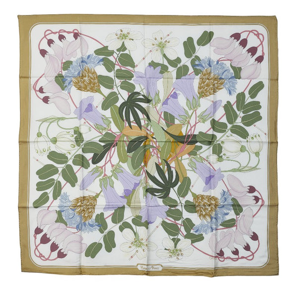 エルメス カレ90 Flora Graeca ギリシャの花 スカーフ グリーン マルチカラー シルク レディース HERMES 【中古】