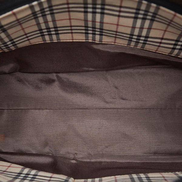 バーバリー ノバチェック ハンドバッグ トートバッグ ブラック レザー レディース BURBERRY 【中古】