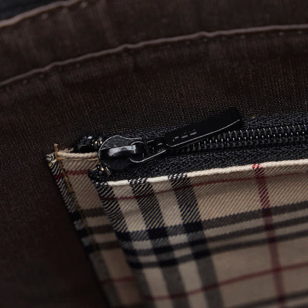 バーバリー ノバチェック ハンドバッグ トートバッグ ブラック レザー レディース BURBERRY 【中古】