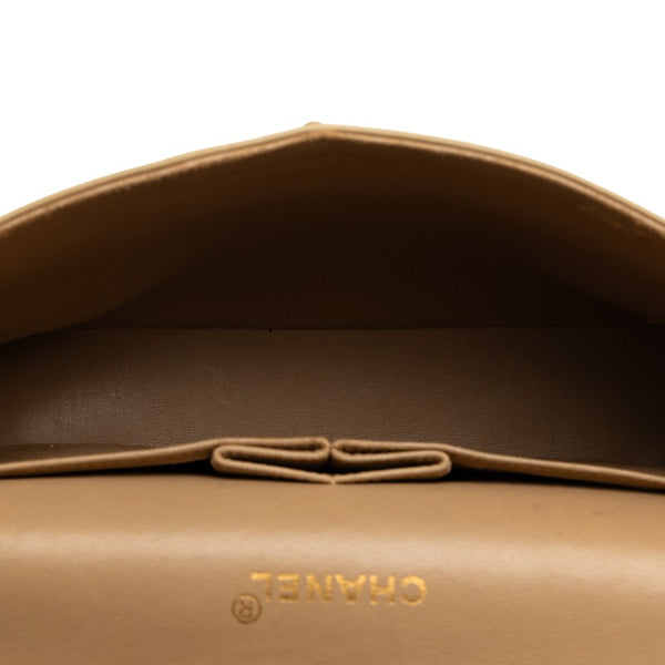 シャネル マトラッセ25 ココマーク ダブルフラップ ゴールド金具 チェーン ショルダーバッグ ベージュ レザー レディース CHANEL 【中古】