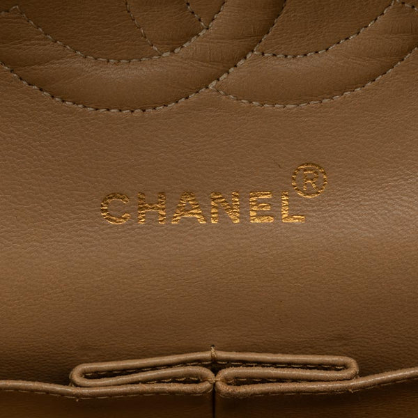 シャネル マトラッセ25 ココマーク ダブルフラップ ゴールド金具 チェーン ショルダーバッグ ベージュ レザー レディース CHANEL 【中古】