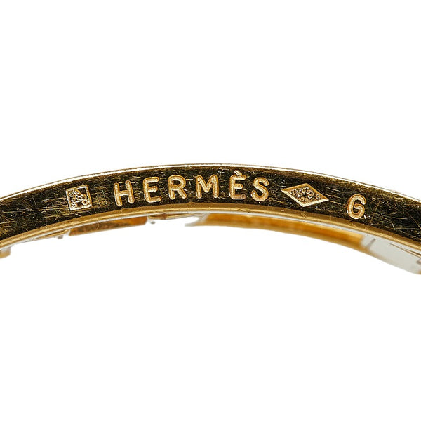 エルメス ロンドアッシュ Hロゴ リバーシブル バングル ブレスレット  ゴールド ブルー メッキ レディース HERMES 【中古】