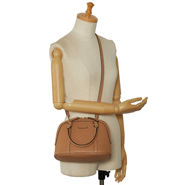 グッチ マイクロ グッチシマ ハンドバッグ ショルダーバッグ 2WAY 449654 ベージュ レザー レディース GUCCI 【中古】