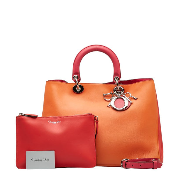 ディオール ディオリッシモ バイカラー ハンドバッグ ショルダーバッグ 2WAY オレンジ ピンク レザー レディース Dior 【中古】