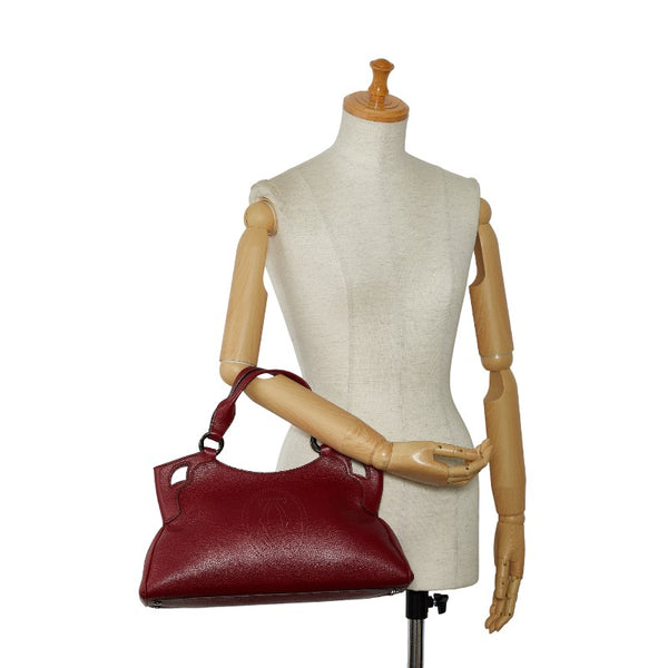 カルティエ マストライン パンチング ハンドバッグ レッド レザー レディース CARTIER 【中古】