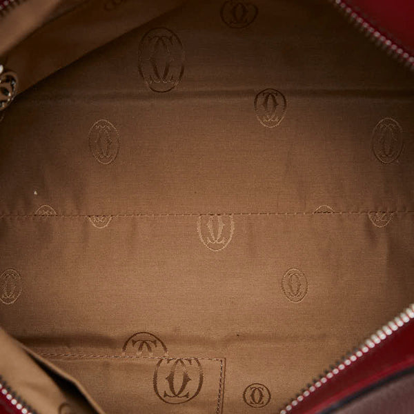 カルティエ マストライン パンチング ハンドバッグ レッド レザー レディース CARTIER 【中古】