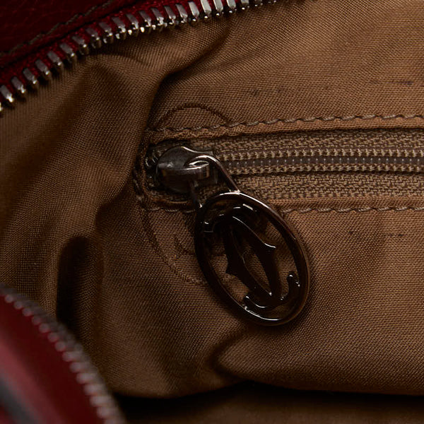 カルティエ マストライン パンチング ハンドバッグ レッド レザー レディース CARTIER 【中古】