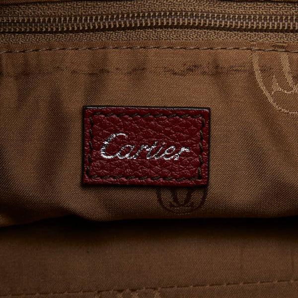カルティエ マストライン パンチング ハンドバッグ レッド レザー レディース CARTIER 【中古】