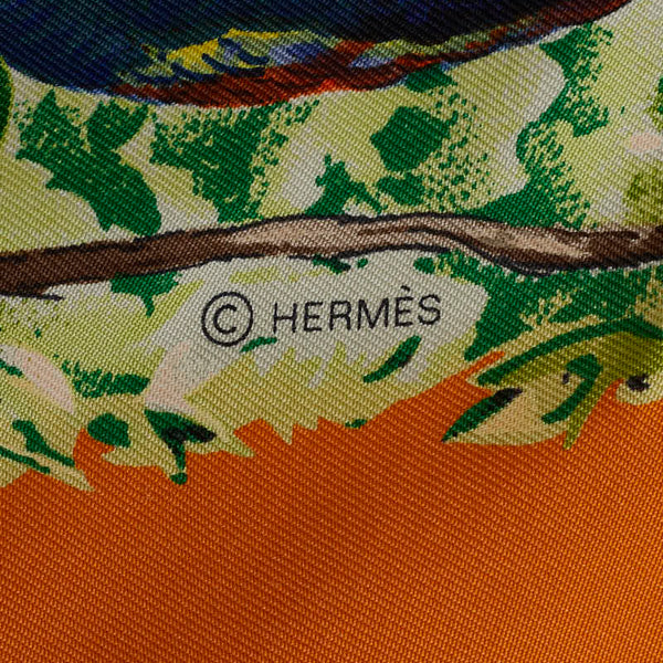 エルメス カレ90 EQUATEUR ウォッシュ ツイル スカーフ オレンジ マルチカラー シルク レディース HERMES 【中古】