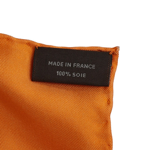 エルメス カレ90 EQUATEUR ウォッシュ ツイル スカーフ オレンジ マルチカラー シルク レディース HERMES 【中古】