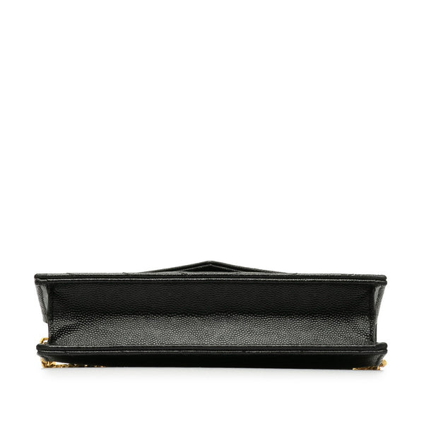 サンローラン エンベローブ チェーンウォレット ショルダーバッグ 393953 ブラック ゴールド レザー レディース SAINT LAURENT 【中古】