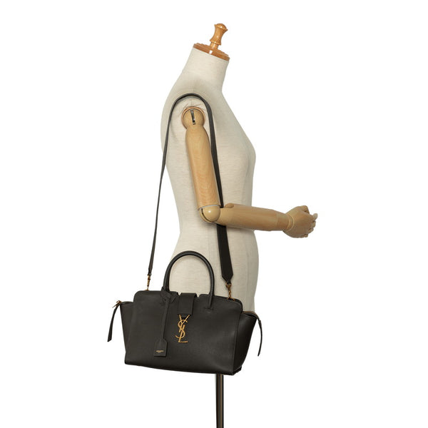 サンローラン ベビー ダウンタウンカバス ハンドバッグ ショルダーバッグ 2WAY グレージュ レザー レディース SAINT LAURENT 【中古】