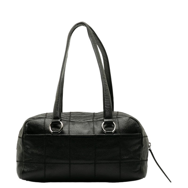 シャネル チョコバー ロゴプレート ミニボストンバッグ ハンドバッグ ブラック キャンバス レディース CHANEL 【中古】