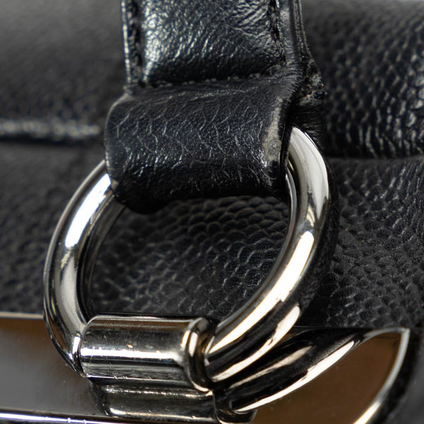 シャネル チョコバー ロゴプレート ミニボストンバッグ ハンドバッグ ブラック キャンバス レディース CHANEL 【中古】