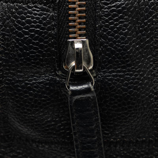 シャネル チョコバー ロゴプレート ミニボストンバッグ ハンドバッグ ブラック キャンバス レディース CHANEL 【中古】