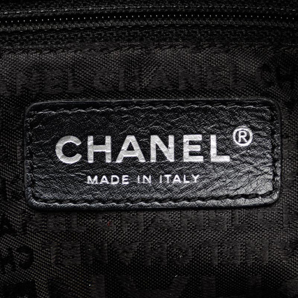 シャネル チョコバー ロゴプレート ミニボストンバッグ ハンドバッグ ブラック キャンバス レディース CHANEL 【中古】