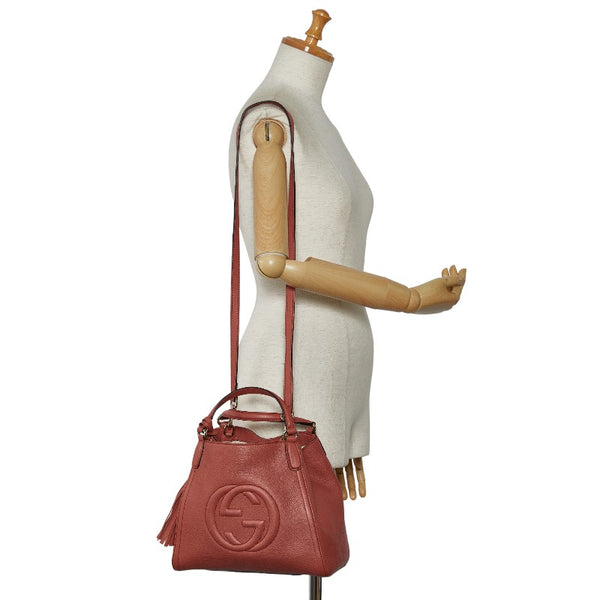 グッチ ソーホー インターロッキングＧ ハンドバッグ ショルダーバッグ２WAY 336751 サーモンピンク レザー レディース GUCCI 【中古】