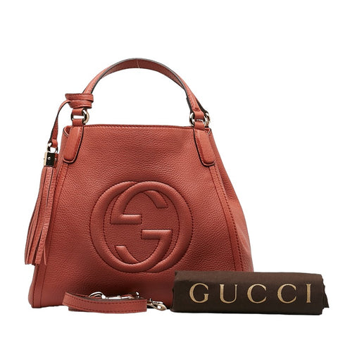 グッチ ソーホー インターロッキングＧ ハンドバッグ ショルダーバッグ２WAY 336751 サーモンピンク レザー レディース GUCCI 【中古】