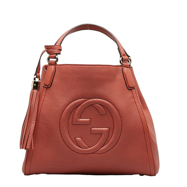 グッチ ソーホー インターロッキングＧ ハンドバッグ ショルダーバッグ２WAY 336751 サーモンピンク レザー レディース GUCCI 【中古】