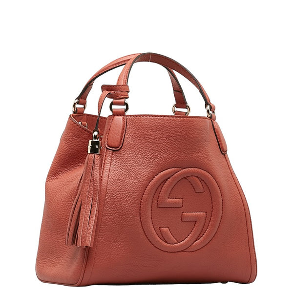 グッチ ソーホー インターロッキングＧ ハンドバッグ ショルダーバッグ２WAY 336751 サーモンピンク レザー レディース GUCCI 【中古】