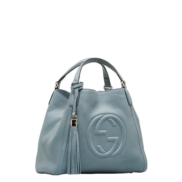 グッチ ソーホー インターロッキングＧ ハンドバッグ ショルダーバッグ２WAY 336751 ブルー レザー レディース GUCCI 【中古】
