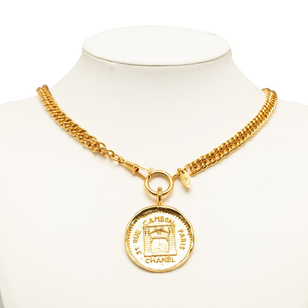 シャネル カンボン ロゴ ネックレス ゴールド メッキ レディース CHANEL 【中古】